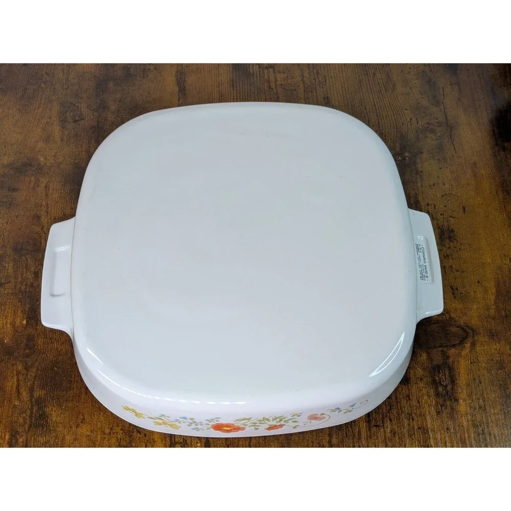 Vintage Corning Ware Wildflower 10x10x2 Casserole A-10-B with Pyrex Lid A-12-C